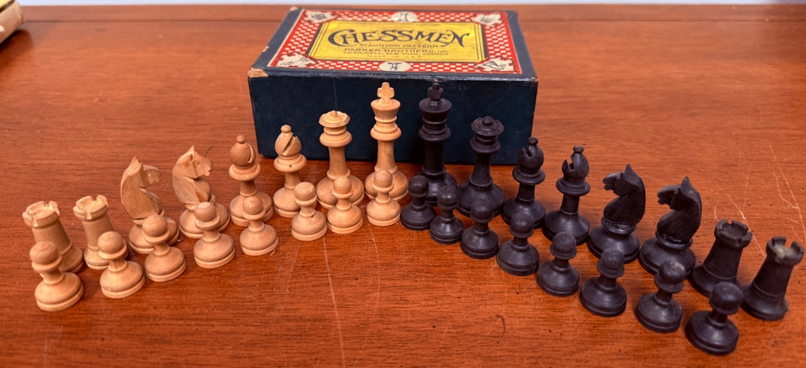 Vintage Wood Chess Set, Parker Brothers, Made in France, 2.25″ King