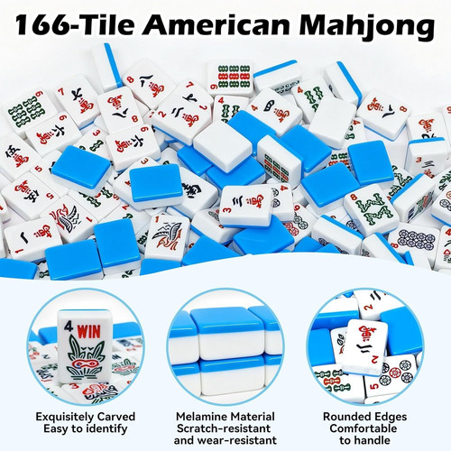 American Mahjong Tile Set with 166 Tiles, 1.2-Inch Mah Jongg Sets, Mahjong…
