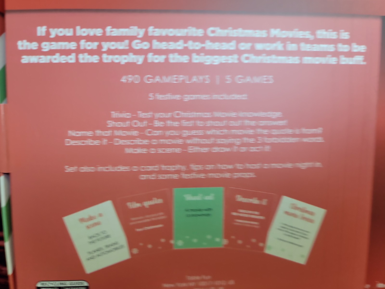 Table Fun Christmas Movie Trivia Game, Multiple Games, Card Trophy, 2+ Players