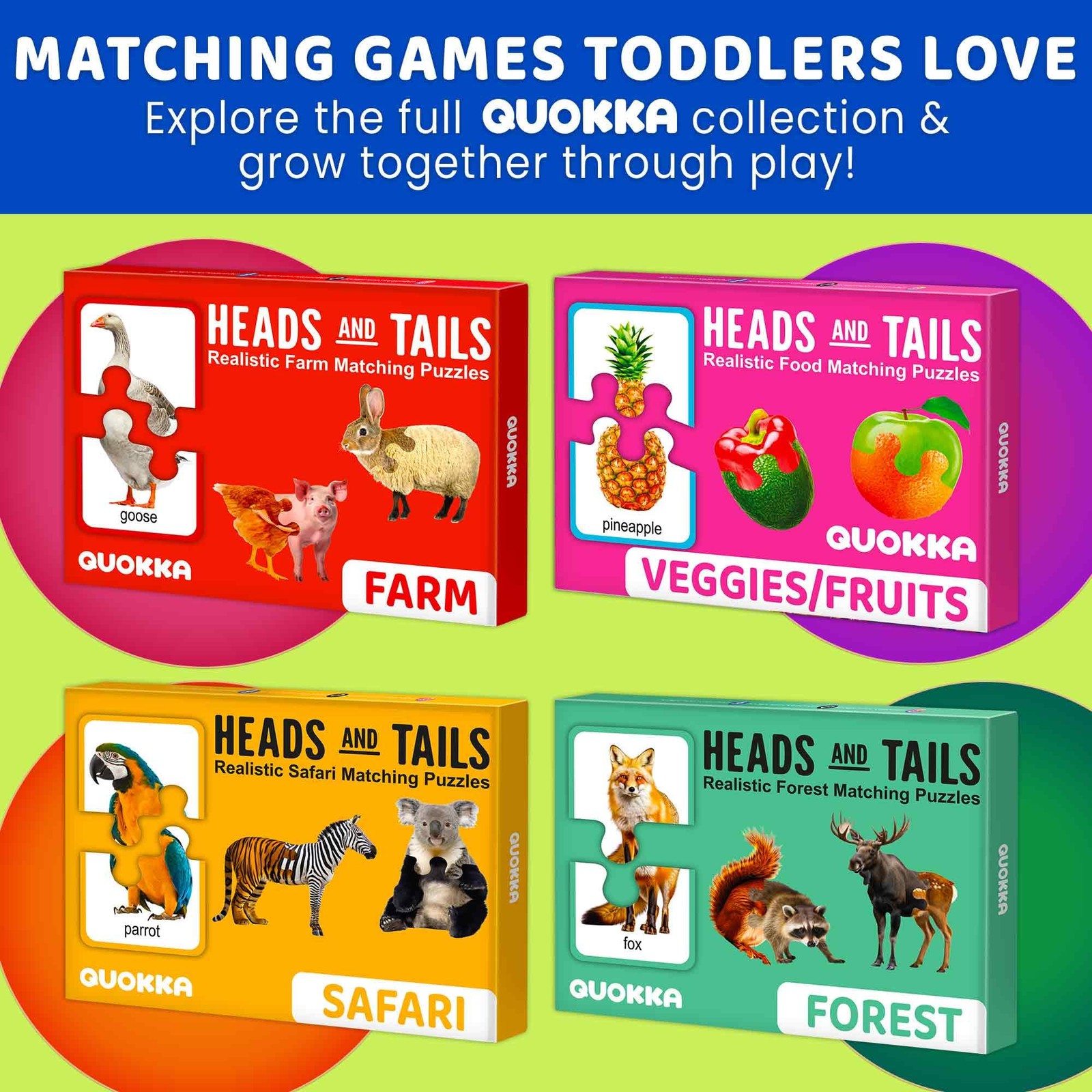 Puzzles Ages 2-4 – 100% -Correcting 16 Realistic Matching Wild Animals – Educ…