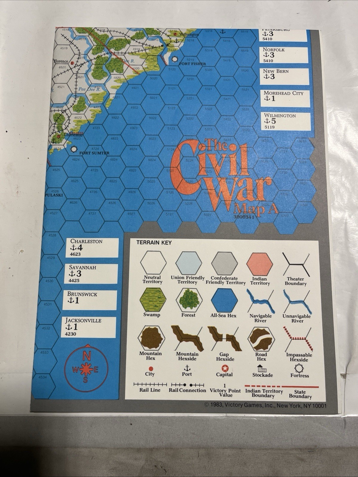 The Civil War 1861–1865 Board Game-Factory Folded Inserts & Unused Feedback Card