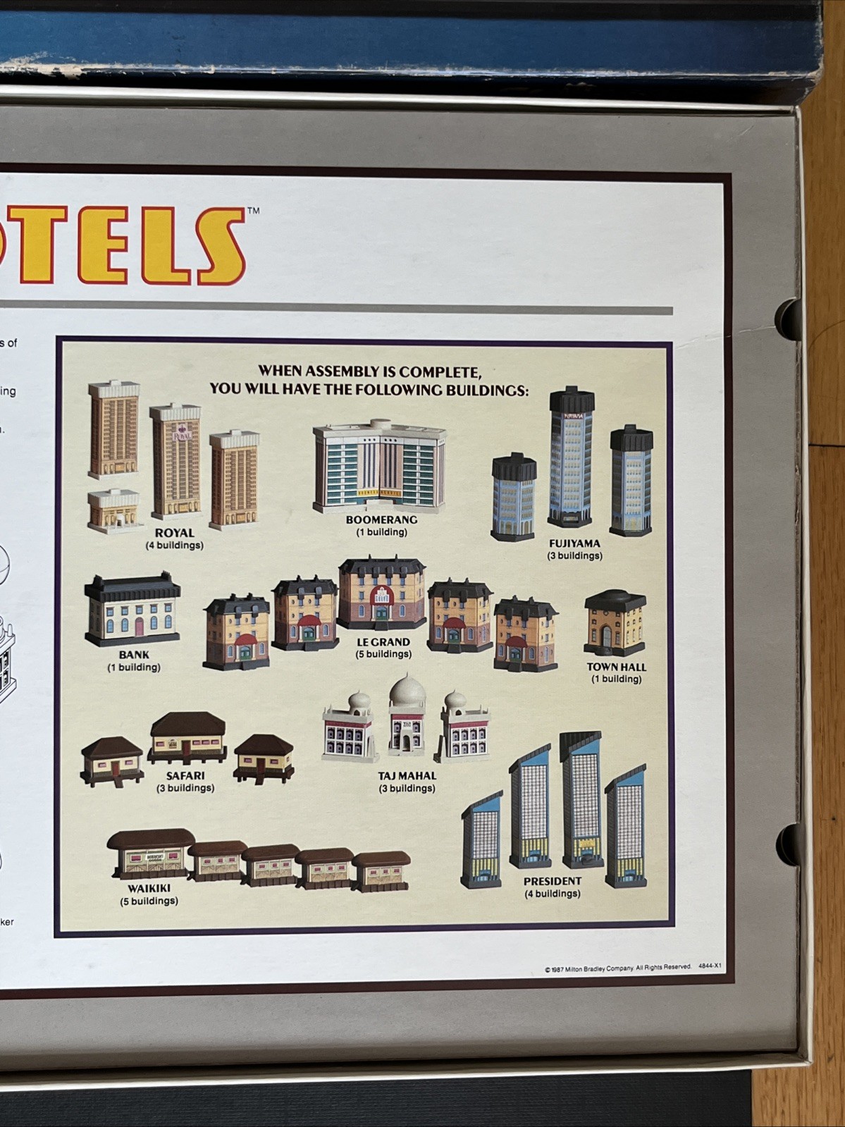 Vintage 1987 Hotels Board Game Milton Bradley MB Real Estate – 100% Complete