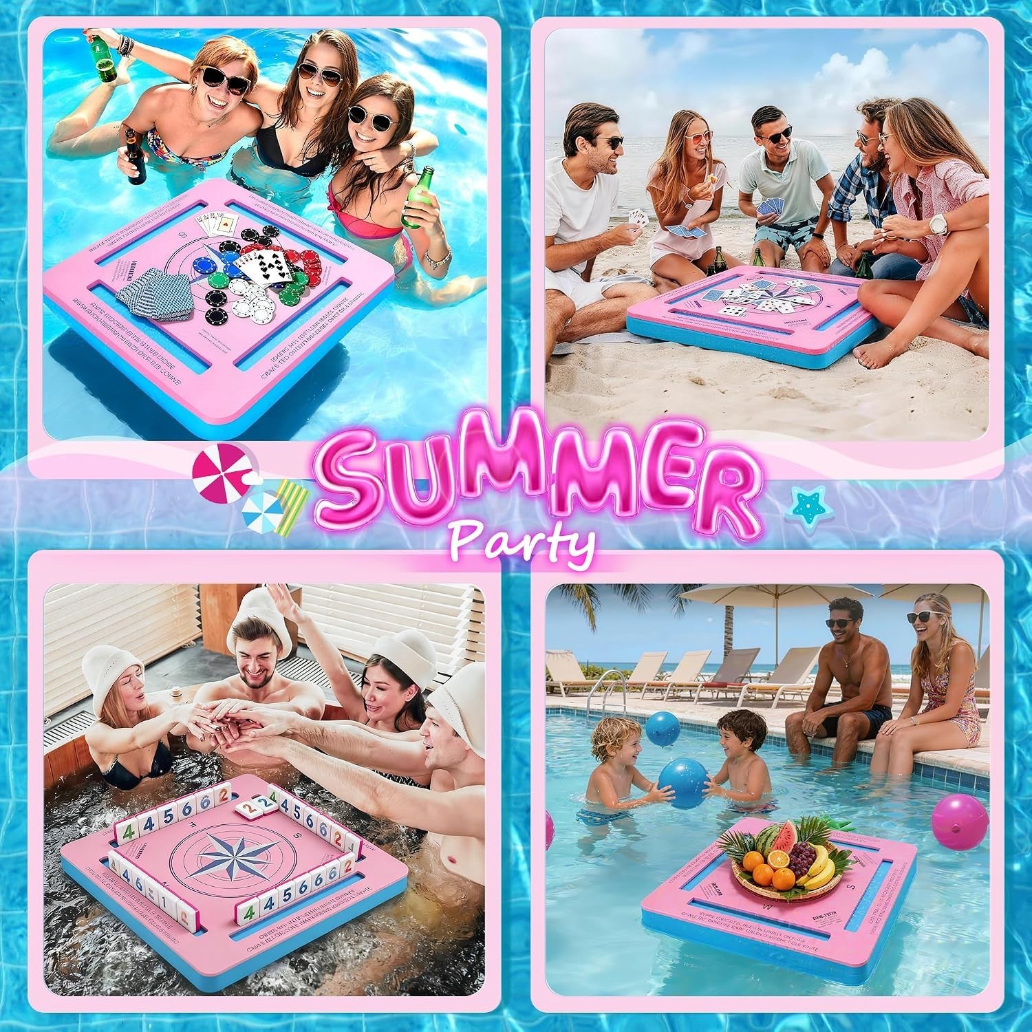 Floating Mahjong Table 19×19 Waterproof EVA Pool Game Surface for Card Games