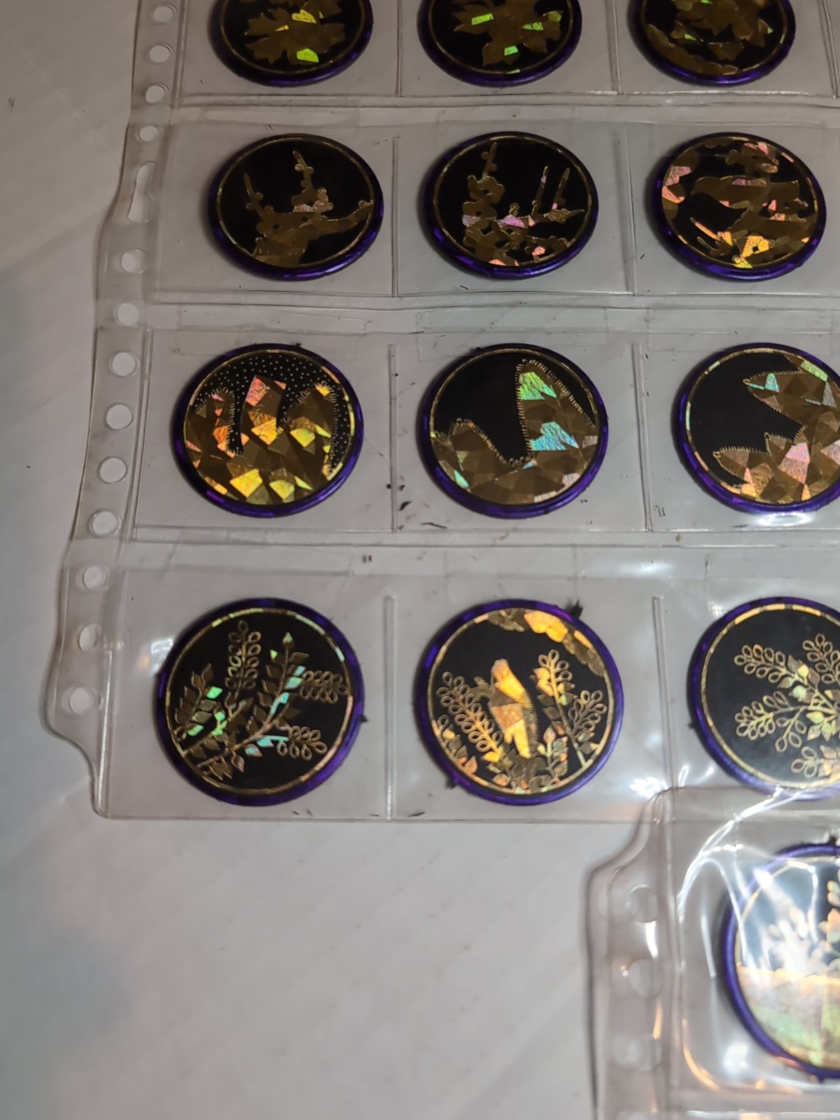 Pogs Pogs Lot Hanafuda Japanese Hawaii Set Of 48 Loose Black Purple Gold