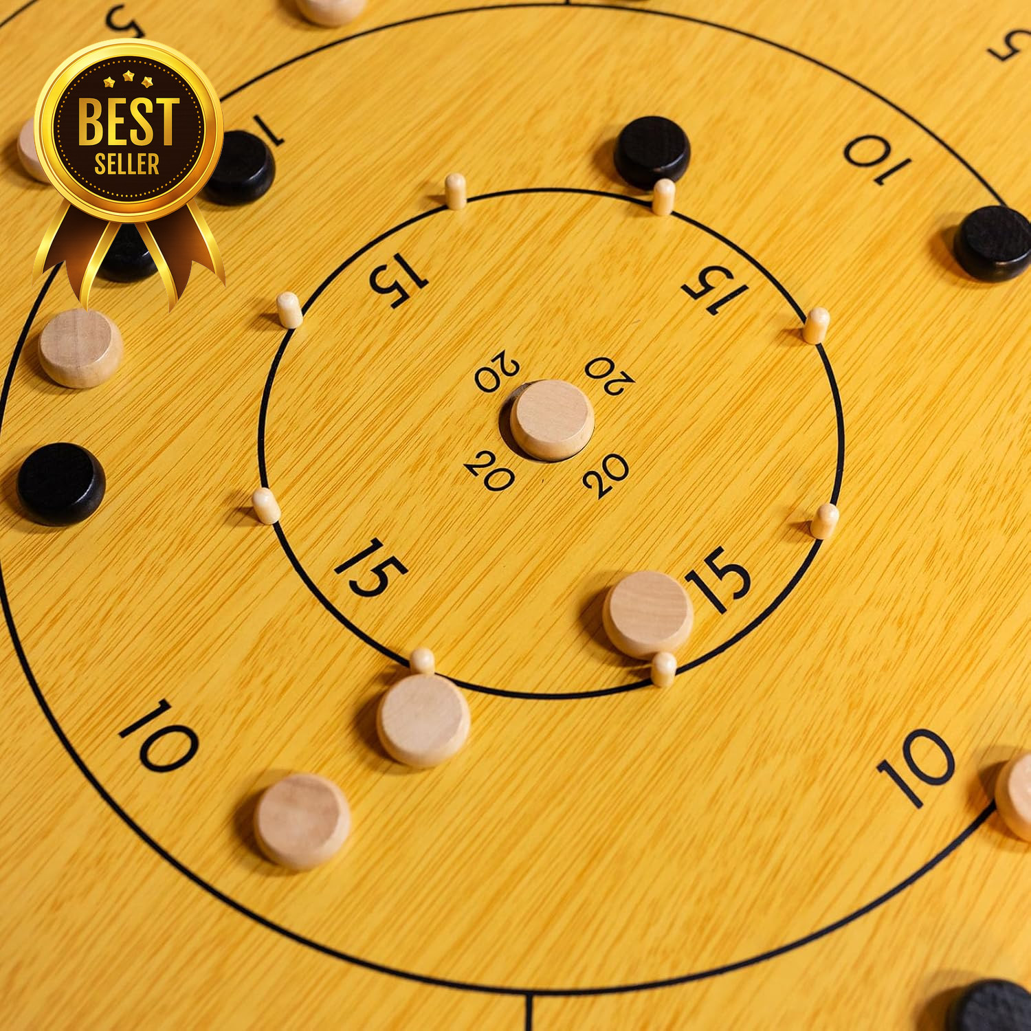 30 Inch Crokinole Board Game Set with Checkers Discs Bag Family Tabletop Game