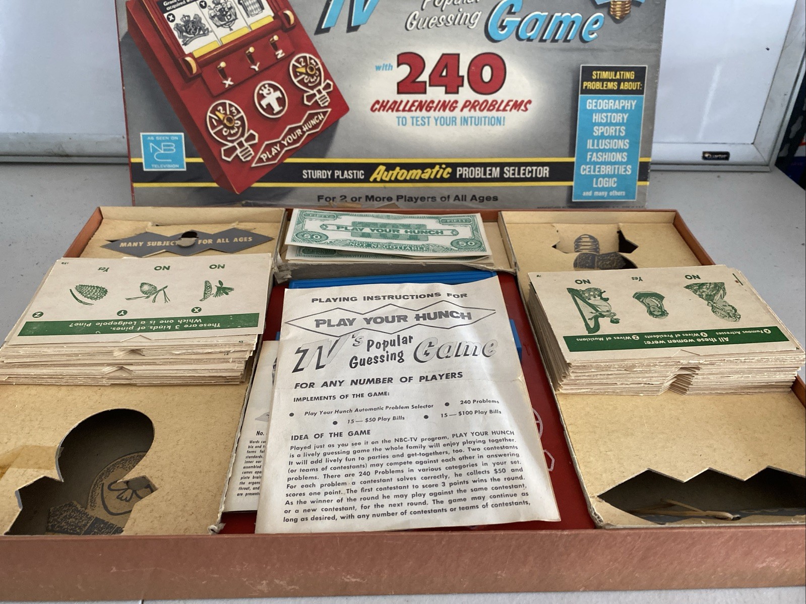 PLAY YOUR HUNCH Board Game by Transogram Based on TV Game Show 1950s Family Game