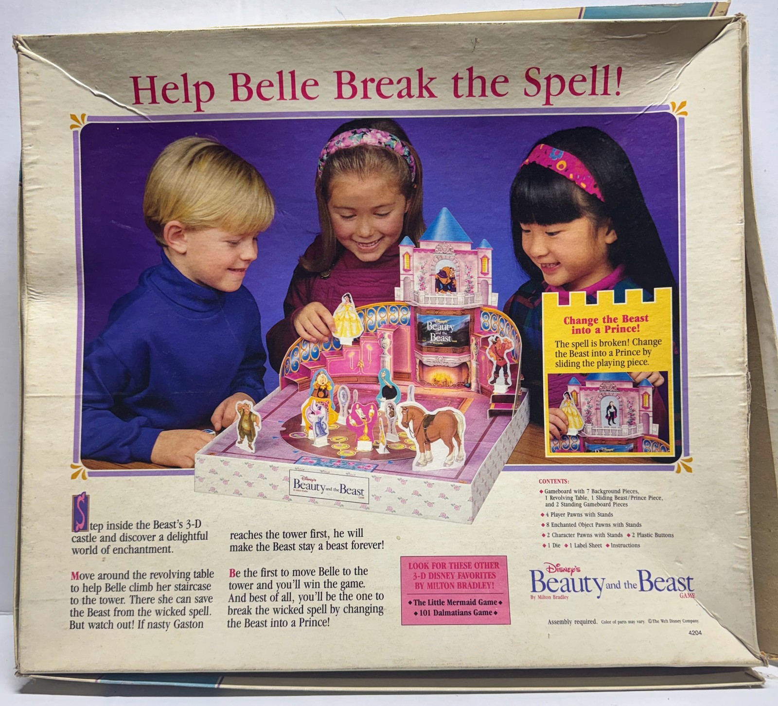 Vintage 1991 Disney Beauty and the Beast 3-D Board Game Milton Bradley #4204 MB
