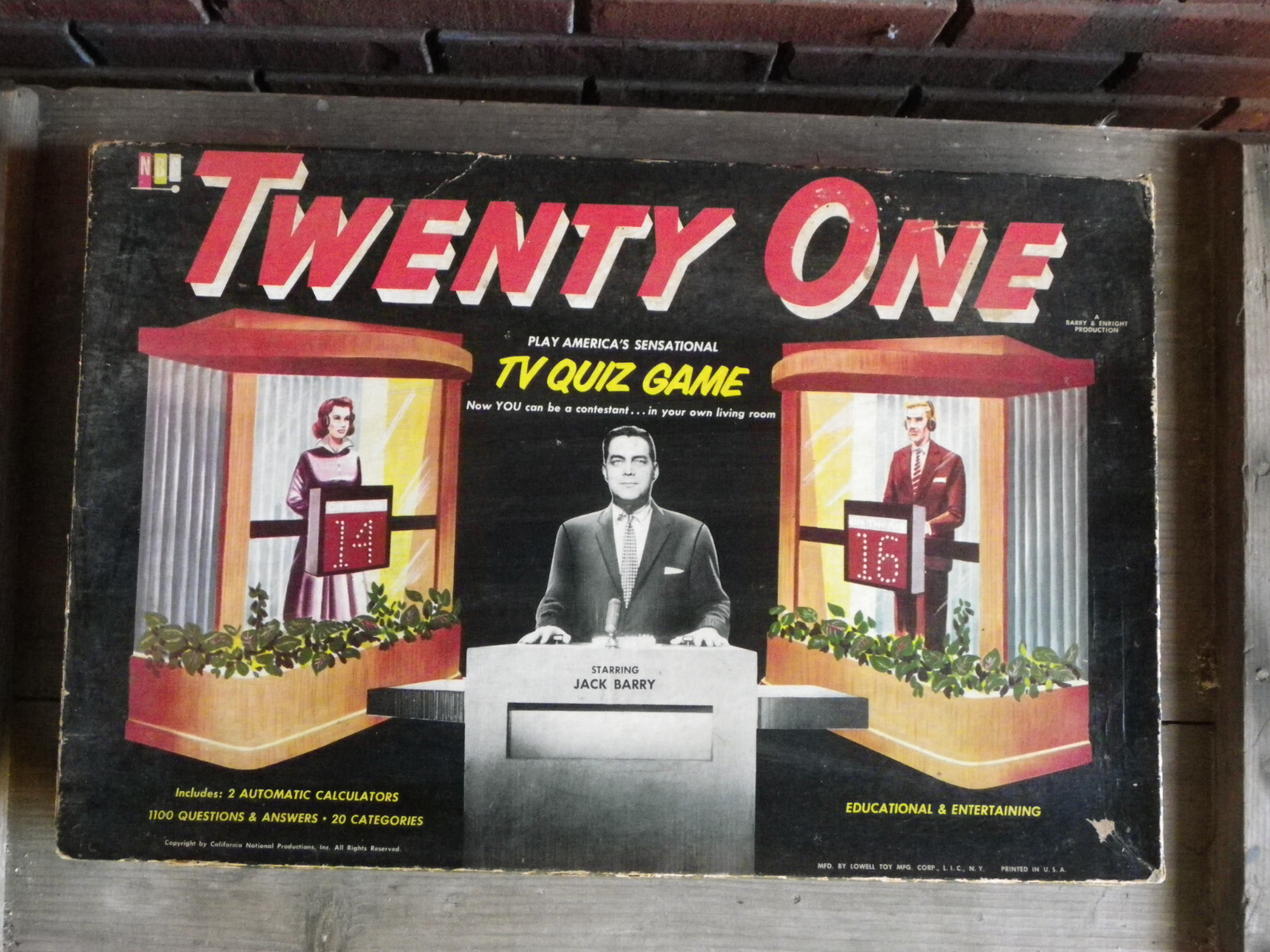 Vtg 1950s “Twenty One” TV Quiz Board Game-Lowell-Incomplete