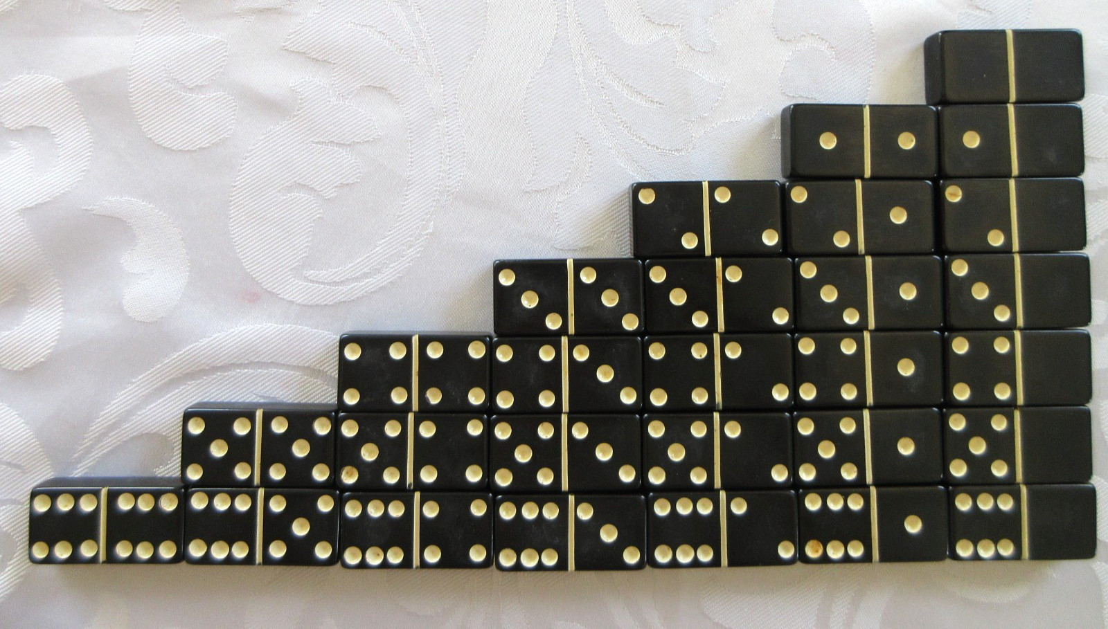 Vtg Puremco Super Thick 1/2” Marblelike Black Professional Dominoes USA #816