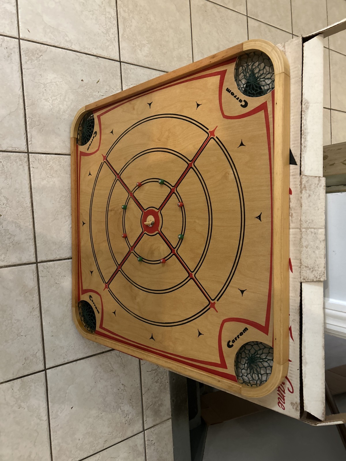Vintage Carrom Game Board w/ Original Box 28×28 No Pieces Ludington MI