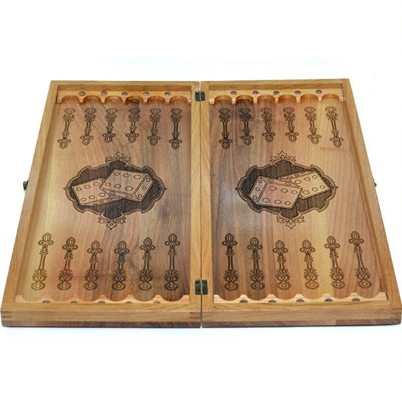 Handmade Wooden Backgammon Set “Cobra” 21.6 in – Carved Walnut Board Game Gift