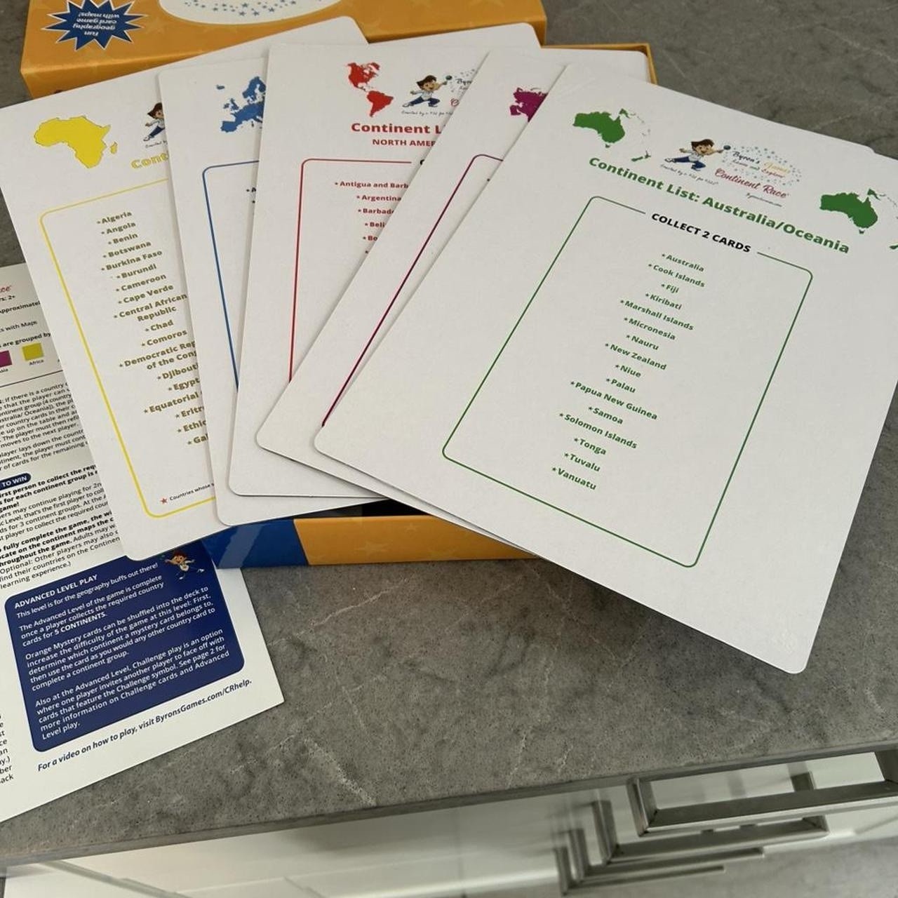 Byron’s Games Continent Race Geography Card Game