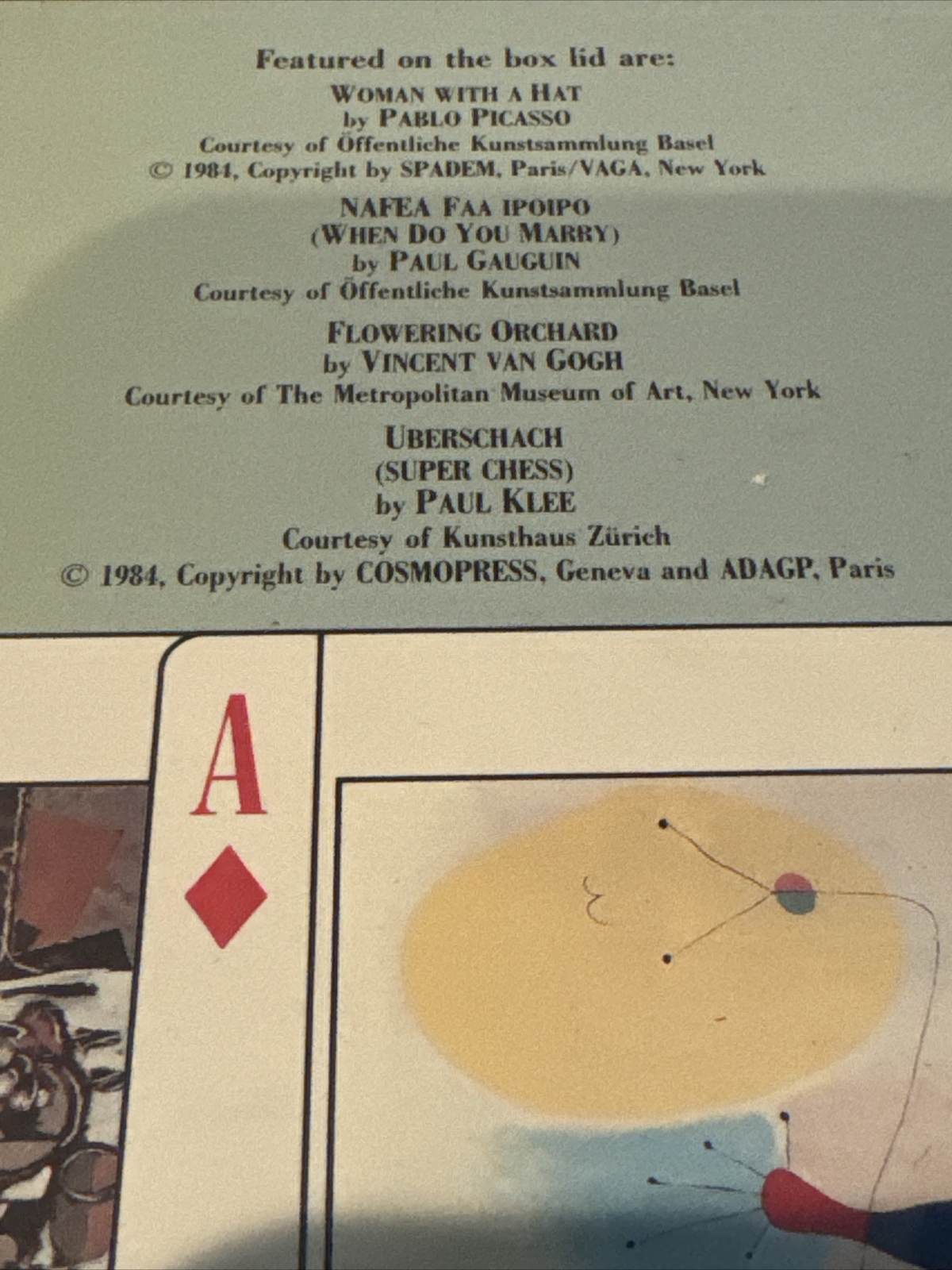 Artdeck The Game of Modern Masters: Impressionism to Surrealism Aristoplay 1985