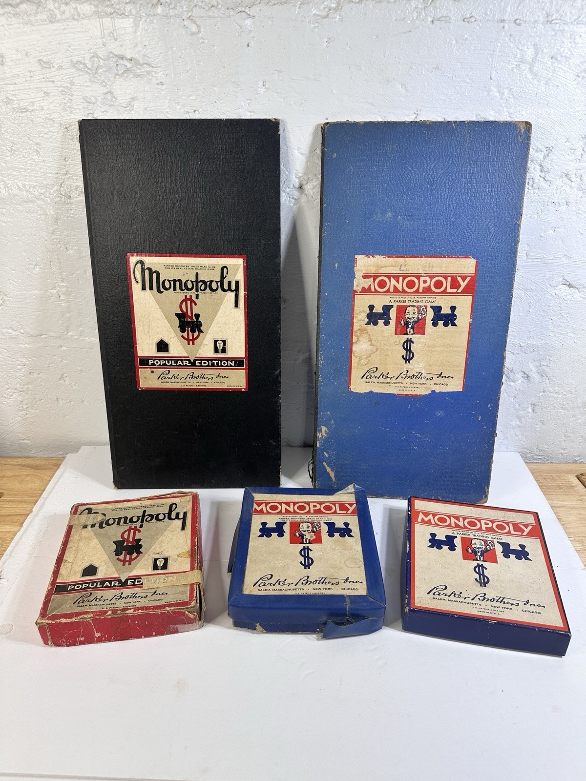 Vintage Monopoly Games 1940- 1950s Popular Edition 3 Boxes & 2 Boards