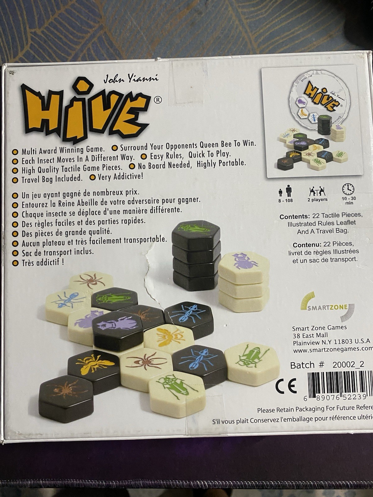 Hive Game by John Yianni Smart Zone Games – Complete – Gen42 Insects Queen Bee