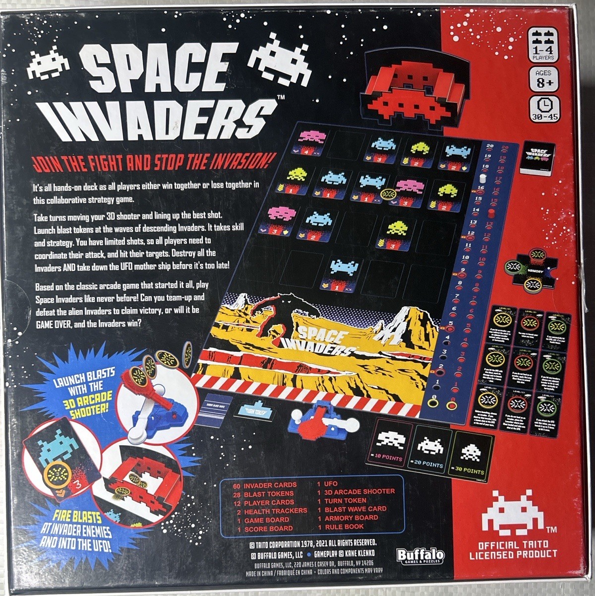 Space Invaders Cooperative Dexterity Board Game Buffalo Games Complete
