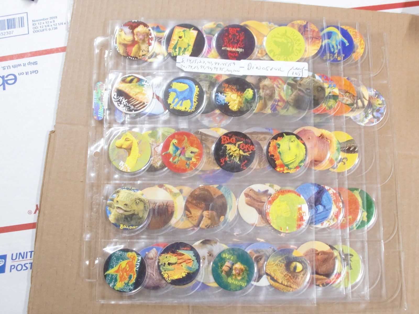 POGS/MILKCAPS DISNEY’S “DINOSAUR” BY MAGIC BOX INT. HAVE 88 OF 105 NEEDED
