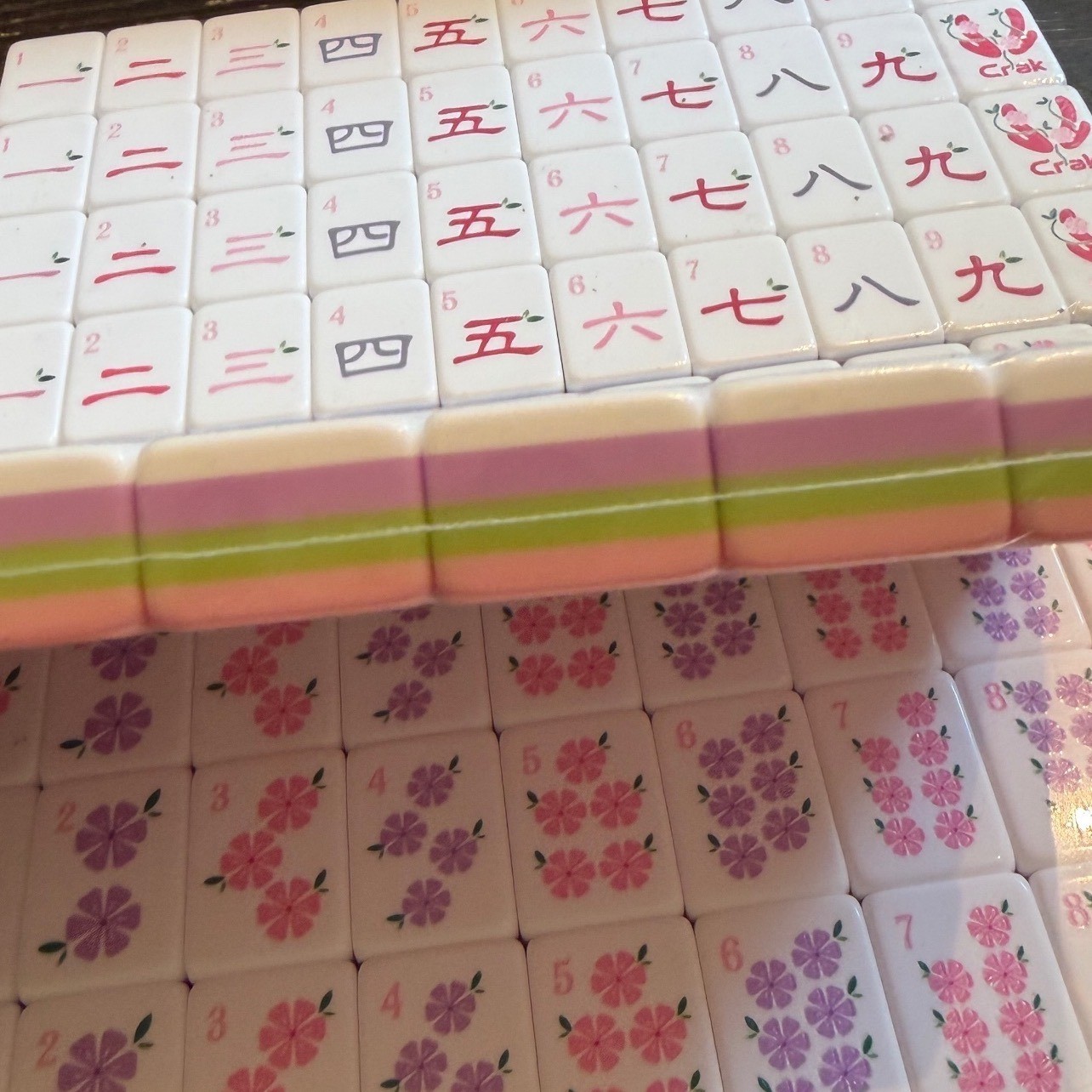 Floral Hand Painted American Mahjong Tile Set Pink Purple girly Pastel 160