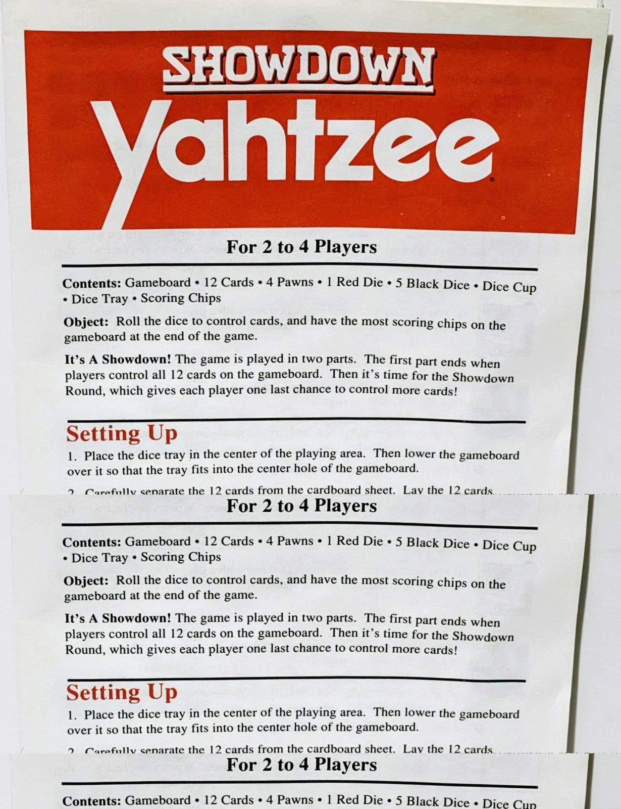 Showdown Yahtzee – Milton Bradley Board Game – Complete – Vintage 1991