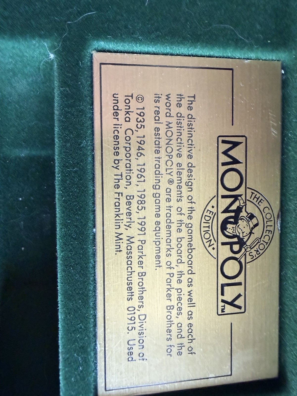 Franklin Mint MONOPOLY Gold Collector’s Edition Wood Board Game 1991 With Table