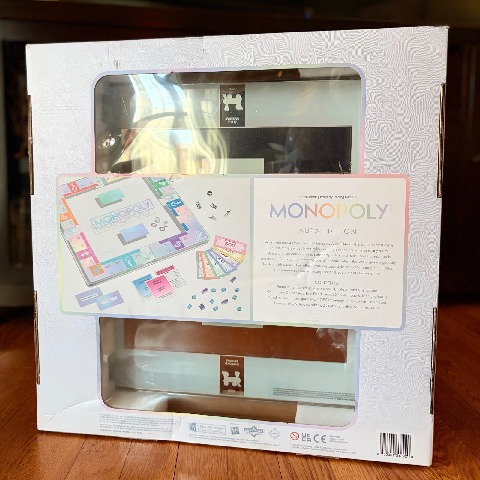 Monopoly Aura Edition Glass Board Game WS Game Company 2024 Complete Open Box