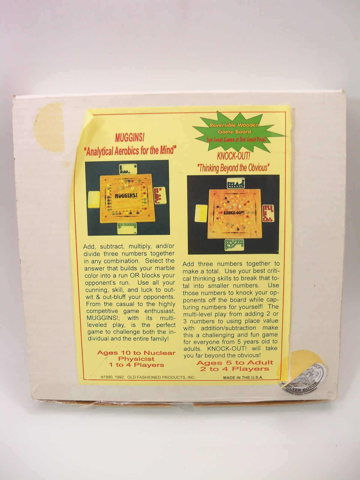1992 Muggins & Knock-Out Reversible Wooden Mathmatical Board Games