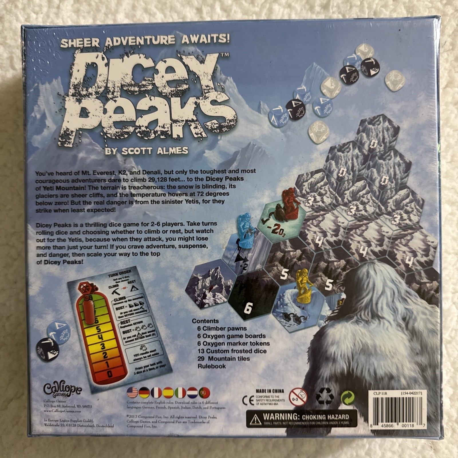 Dicey Peaks Board Game Calliope Sheer Adventure Games Yeti Scott Almes New