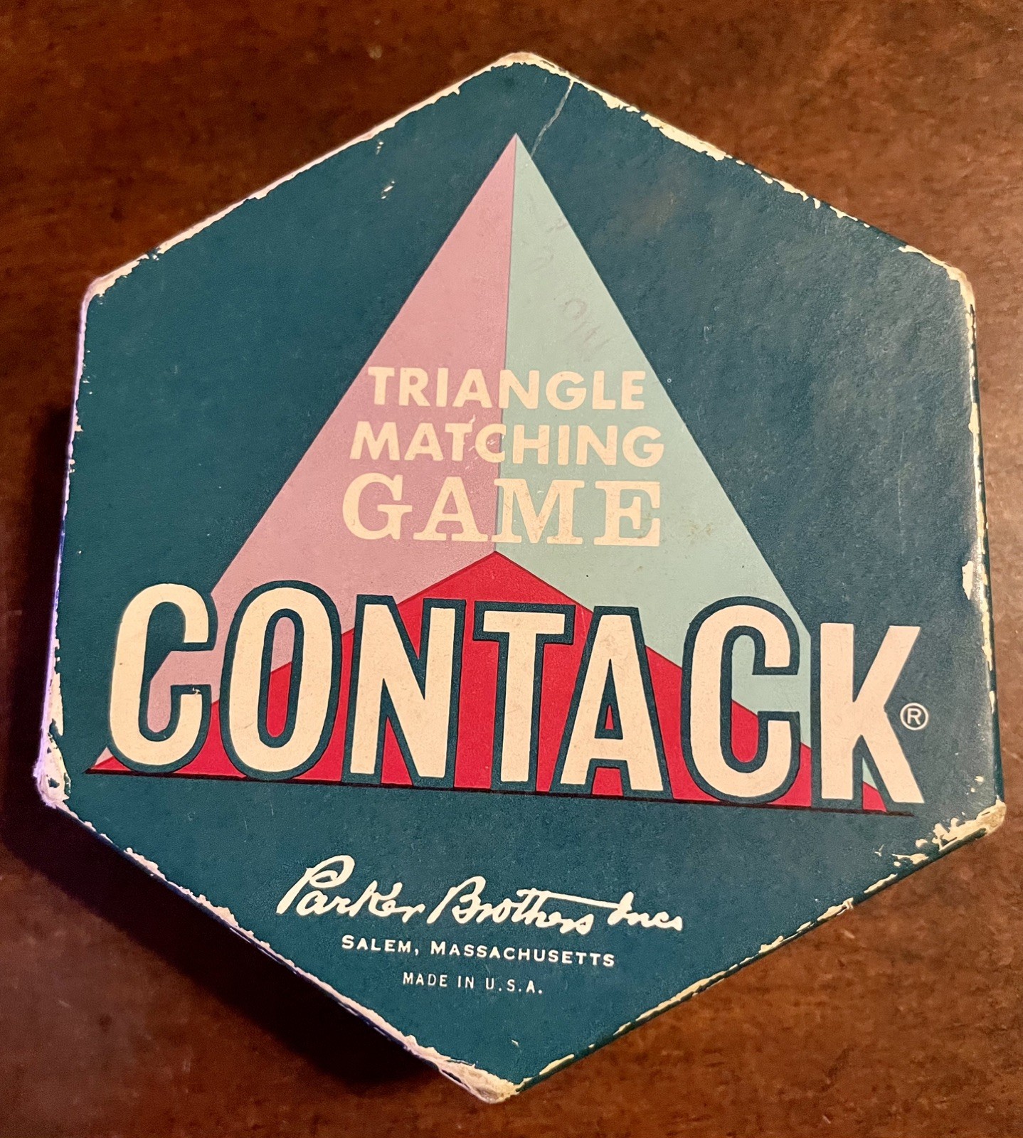 Vintage 1962 Parker Brothers Triangle Tiles Matching Game “Contack”