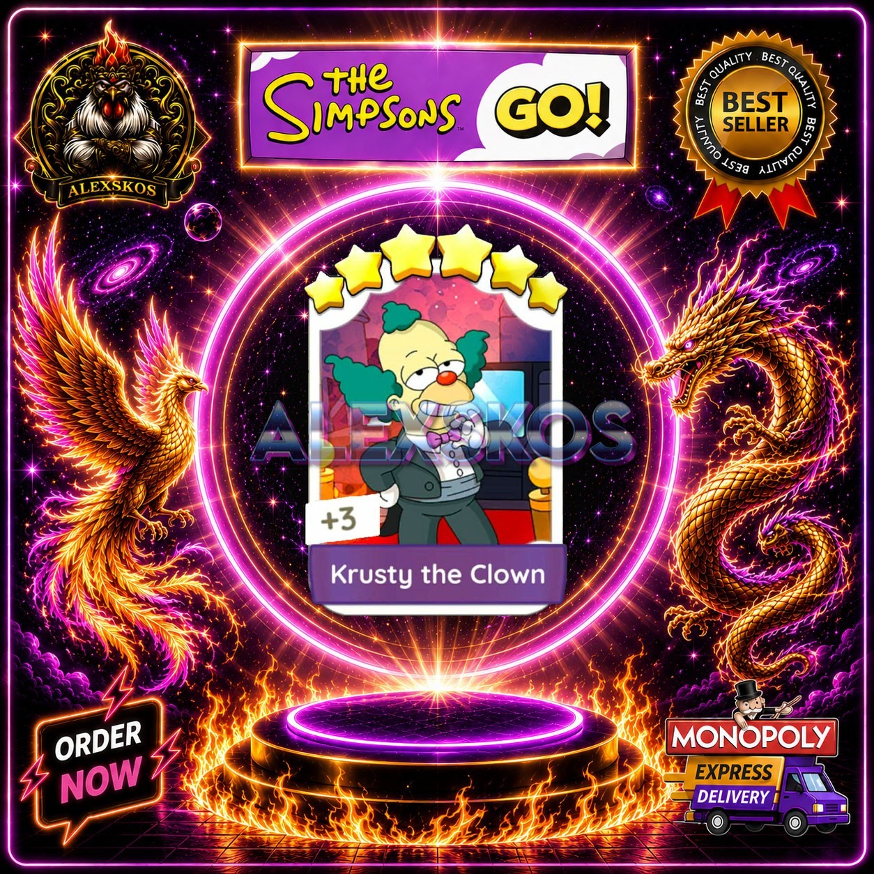 Kristy the Clown ⭐Monopoly Go Sticker MOGO The Simpsons ! Stickers🌟FastDelivery