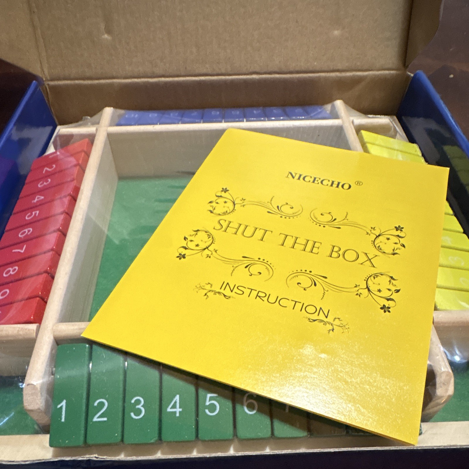 NICECHO Shut the Box Strategy Dice Game, 2-4 Players, Ages 6+, Multicolor