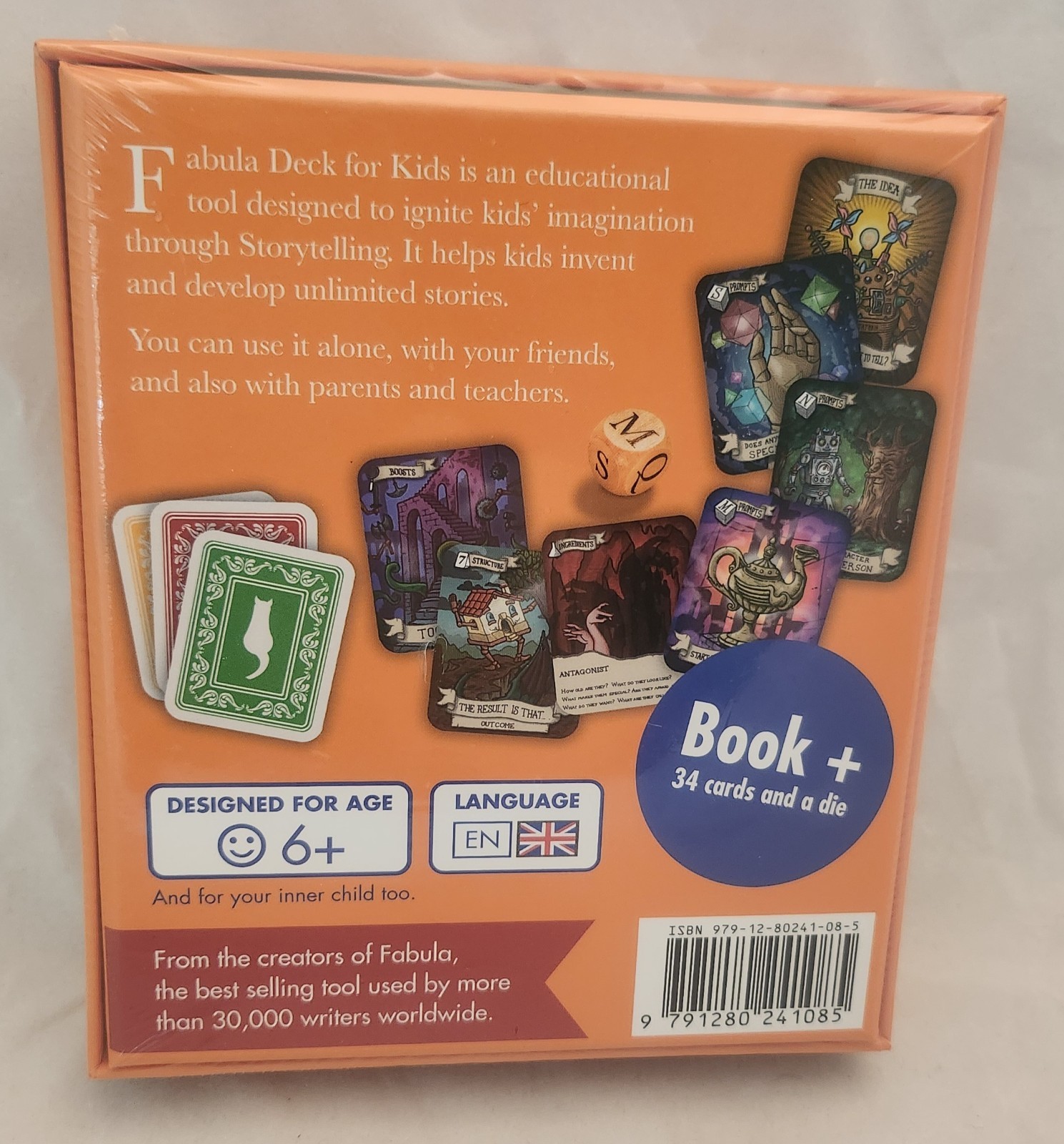 Fabula Deck for Kids, Book + 34 Cards + Die, Educational Tool for Young Writers