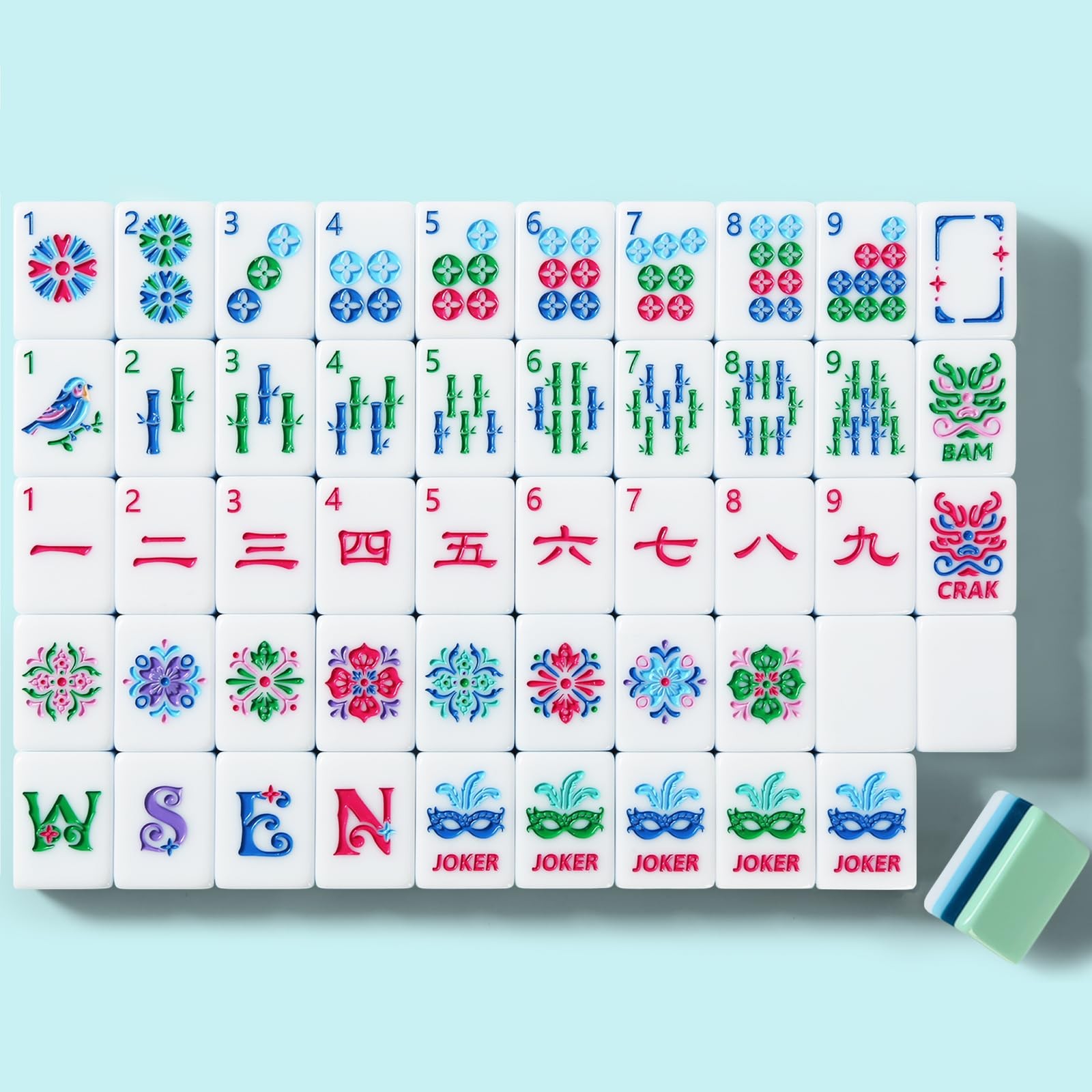 American Mahjong Tile Set, 160 Green 4 Layer Mah Jong GameTiles with Tile Bag…