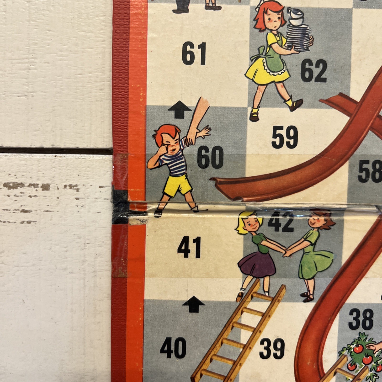 VTG 1950s CHUTES and LADDERS Board Game No 4600 Milton Bradley BOARD ONLY *Read*