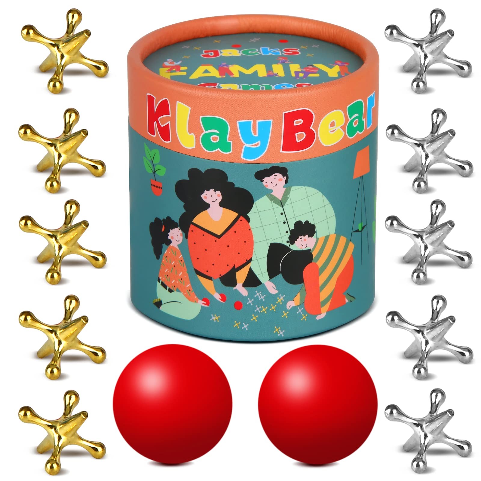 Metal Jacks Game Set Classic Retro Toy 10 Jacks 2 Balls Hand-Eye Coordination