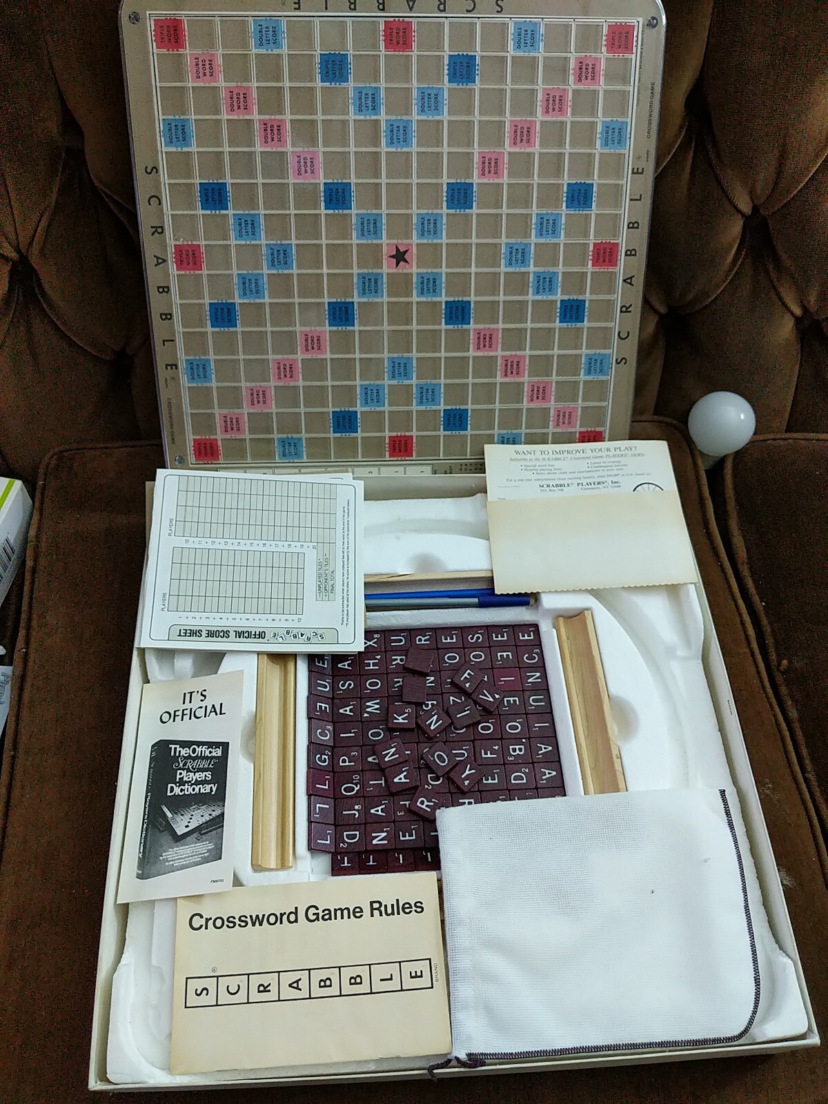 Vtge 1987 Scrabble Deluxe Edition Turntable Base Tiles Rules Score Sht Complete
