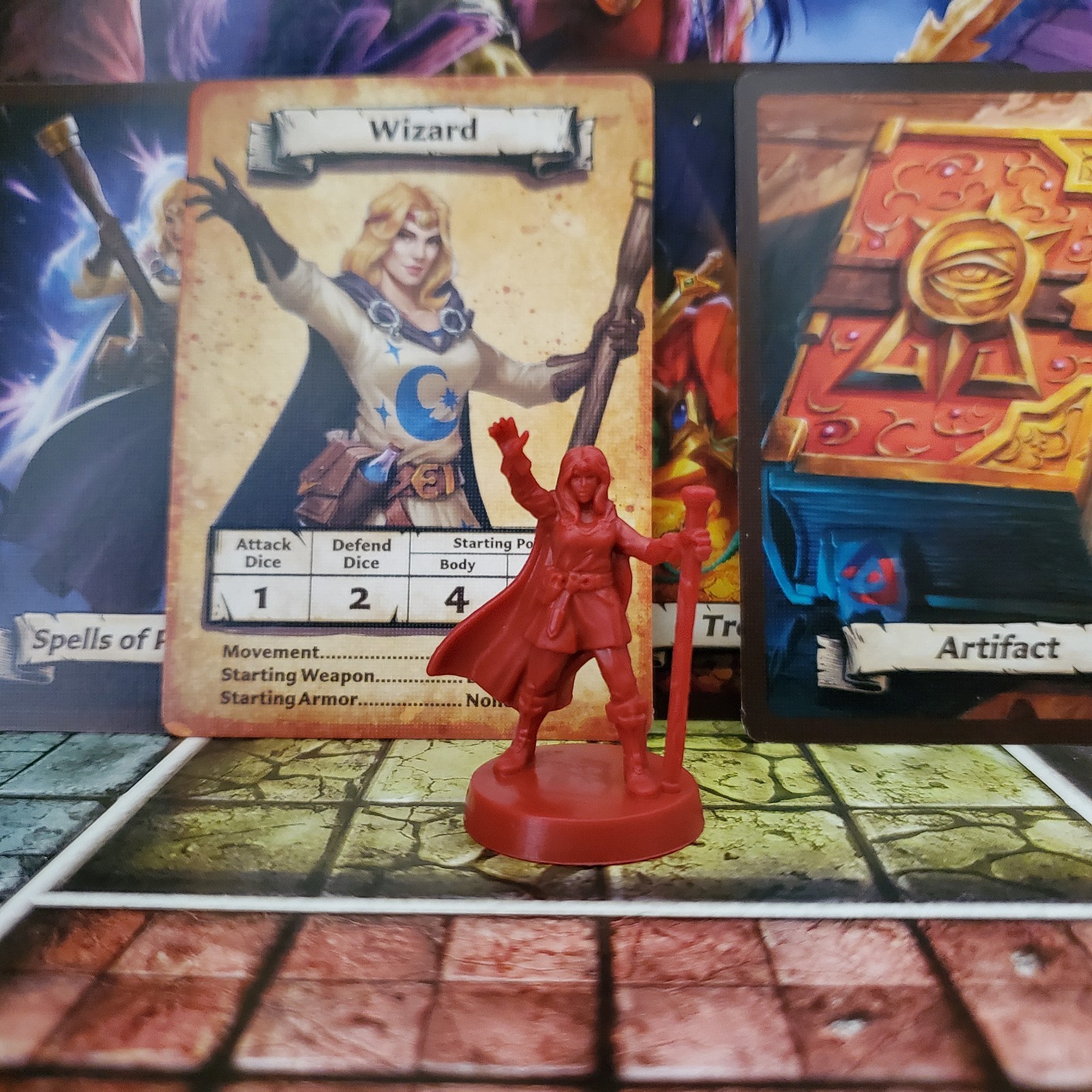HeroQuest Avalon Hill D&D Wizards of Morcar – Female Wizard Hero & Cards