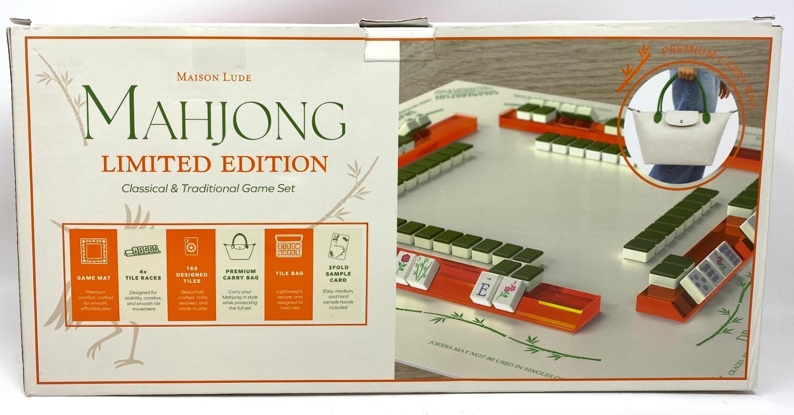 Maison Lude Mahjong Limited Edition 160 Tile Set Premium Mat, Leather Bag