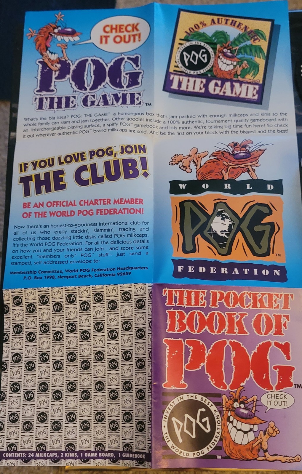 1990 World POG Federation Micro Tournament Case Board Pocket Book WPF Vintage