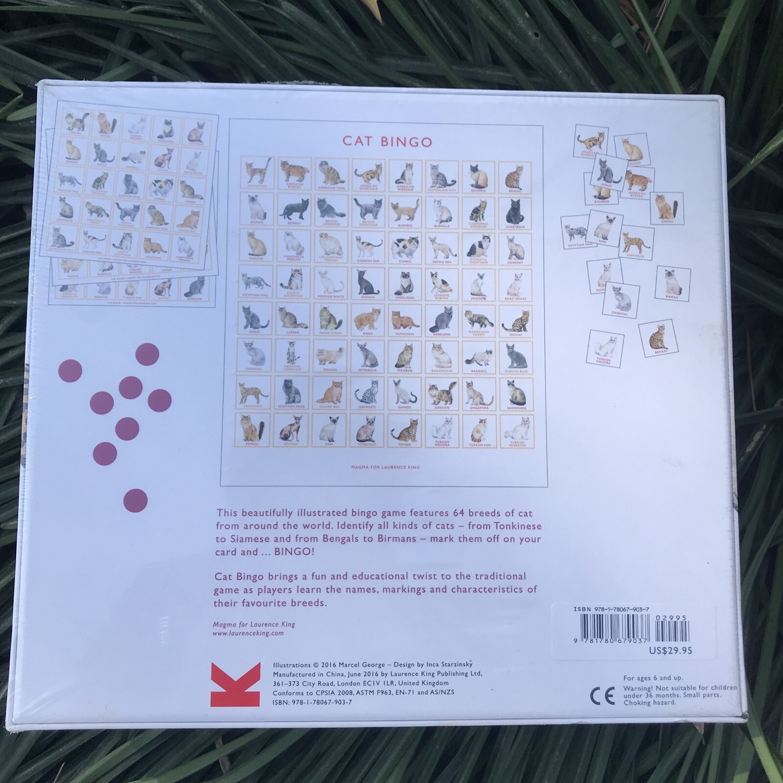 Cat Bingo by Marcel George Cat 64 Breeds Board Game Tonkinese Siamese Bengal
