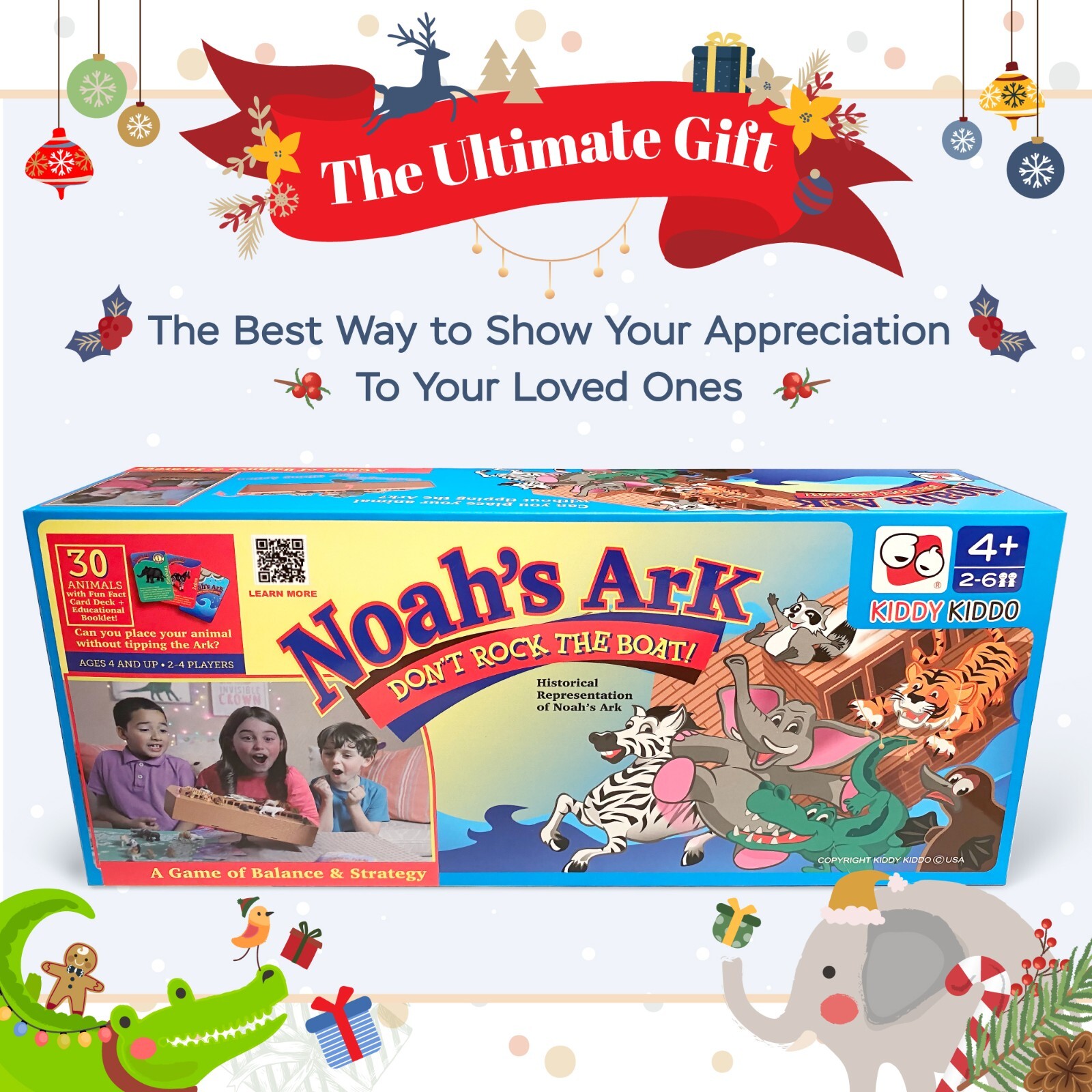 Noah’s Ark Board Game, Educational Strategy Balancing Game with 30 Animals