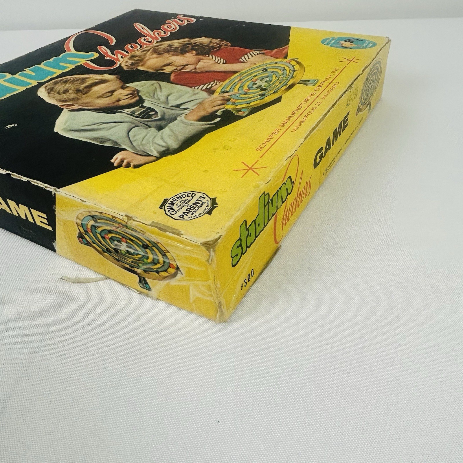 Stadium Checkers Game by Schaper 5x Black, Green Yellow. 3 Orange