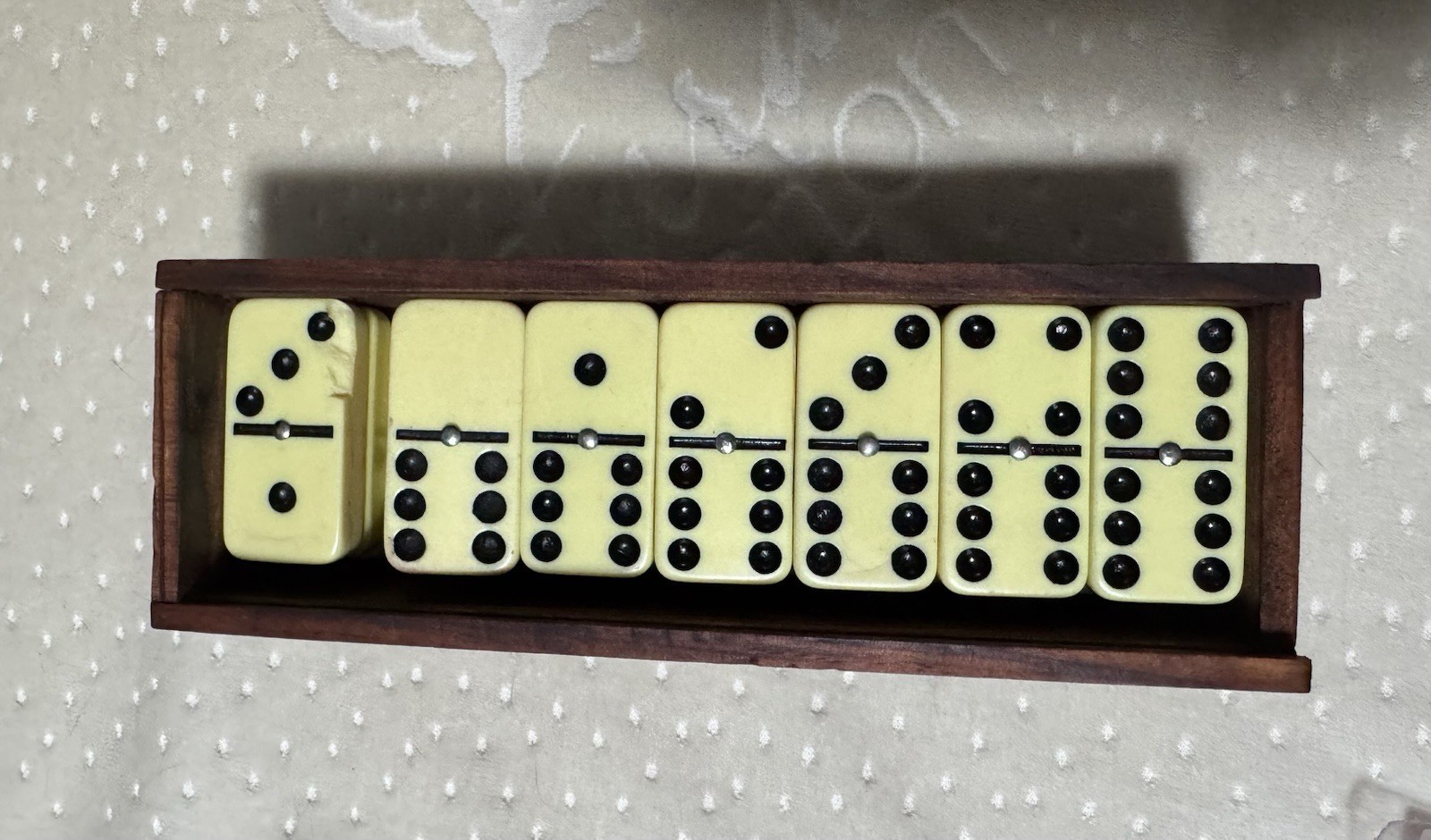 RARE Vintage Hand Carved Wooden Case & Dominos