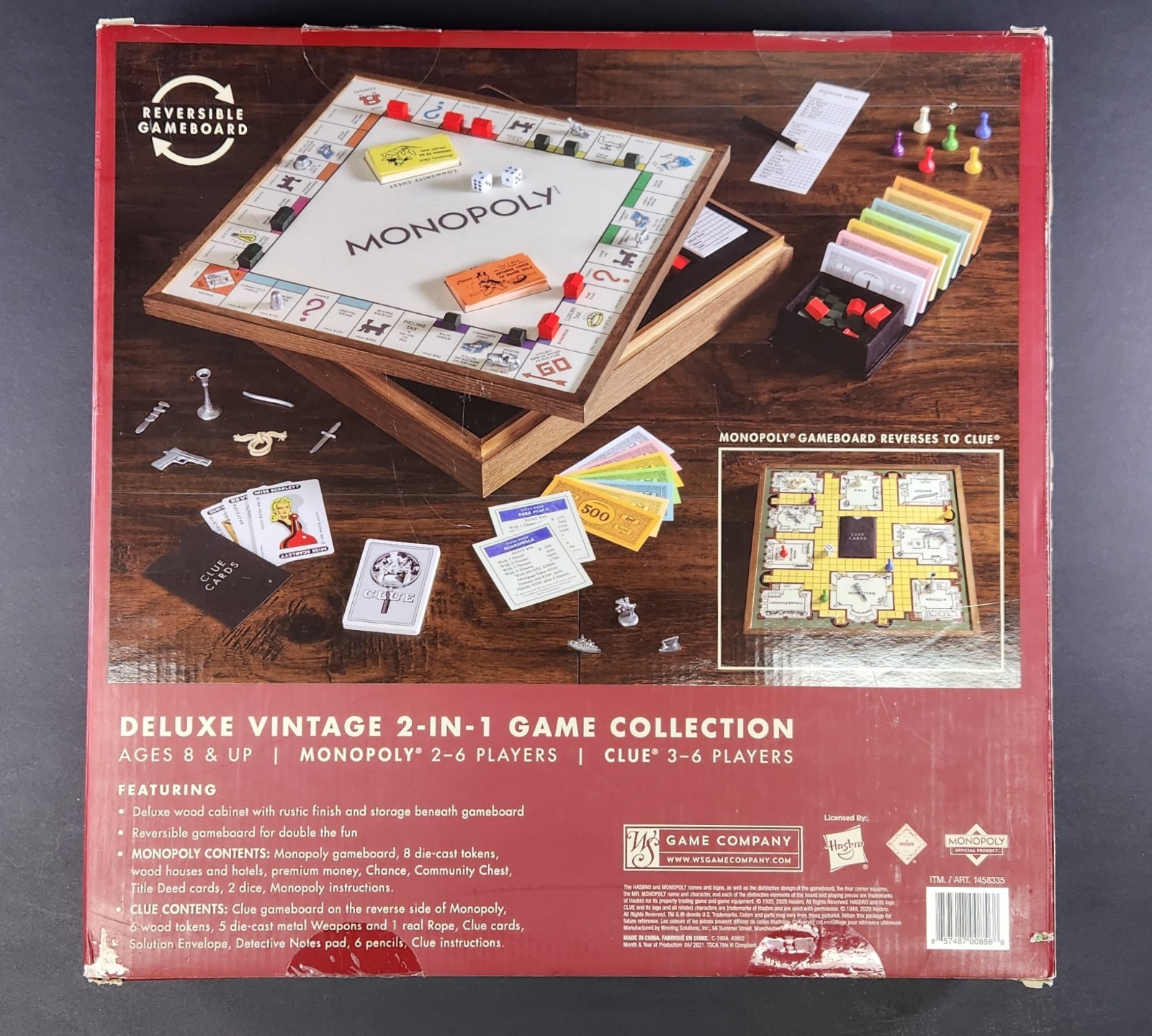 MONOPOLY and Clue Deluxe Vintage 2 in 1 Wood Game Collection Set NIB Sealed