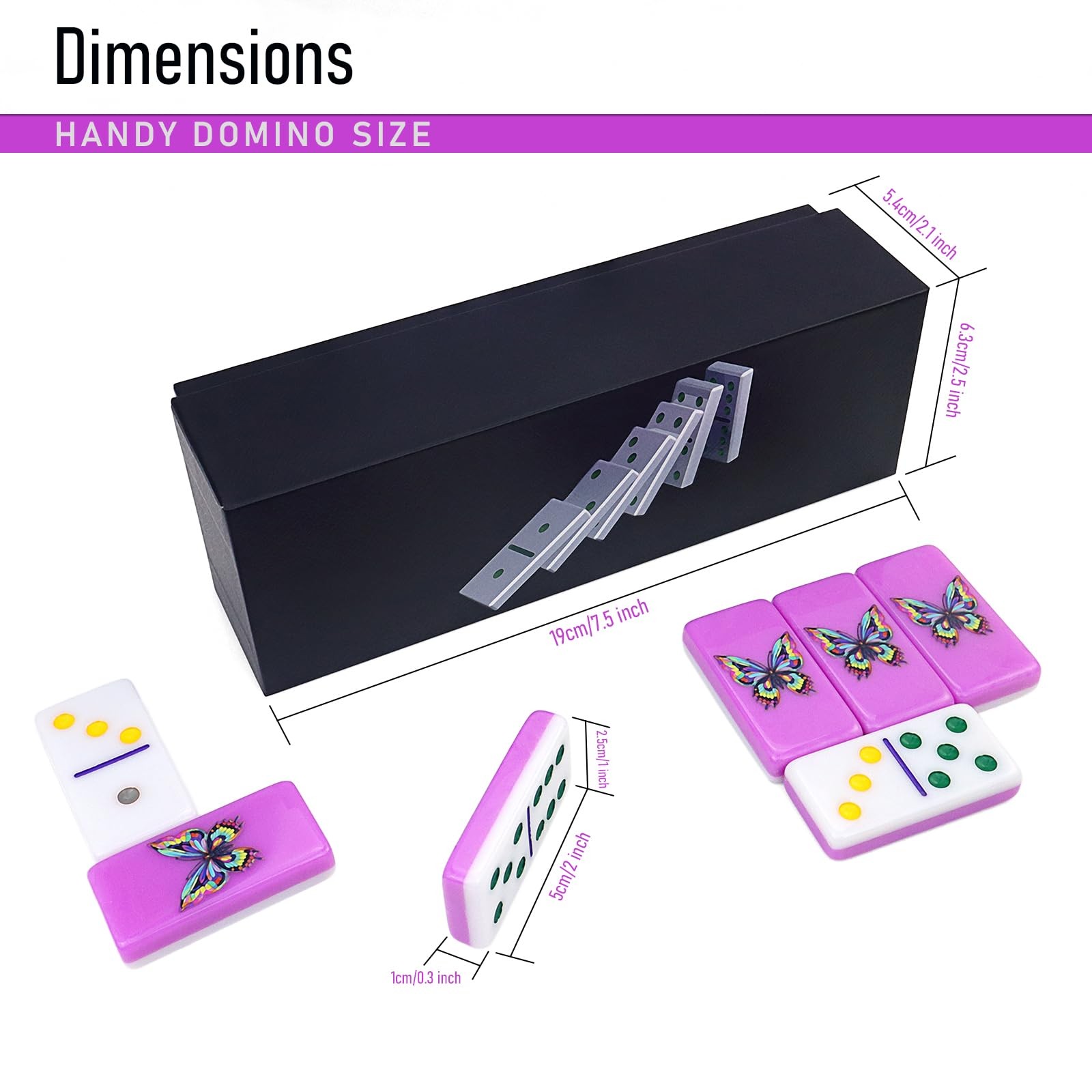 Purple Butterfly Dominoes Set – Elegant Double 6 Dominoes with 28 Tiles, Deli…