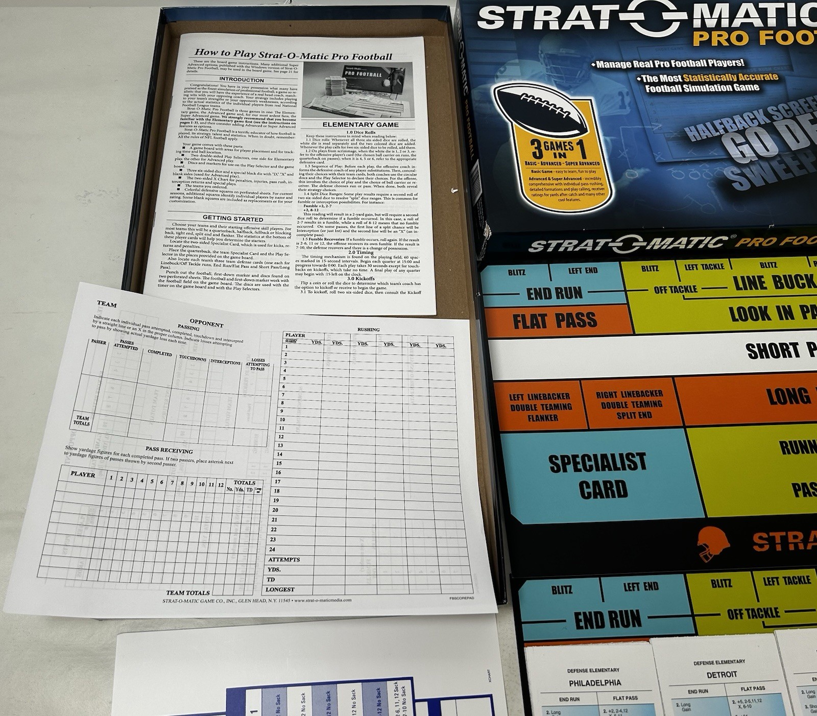 NOB Strat-O-Matic Pro Football Board Game 2015 Complete Game NFL