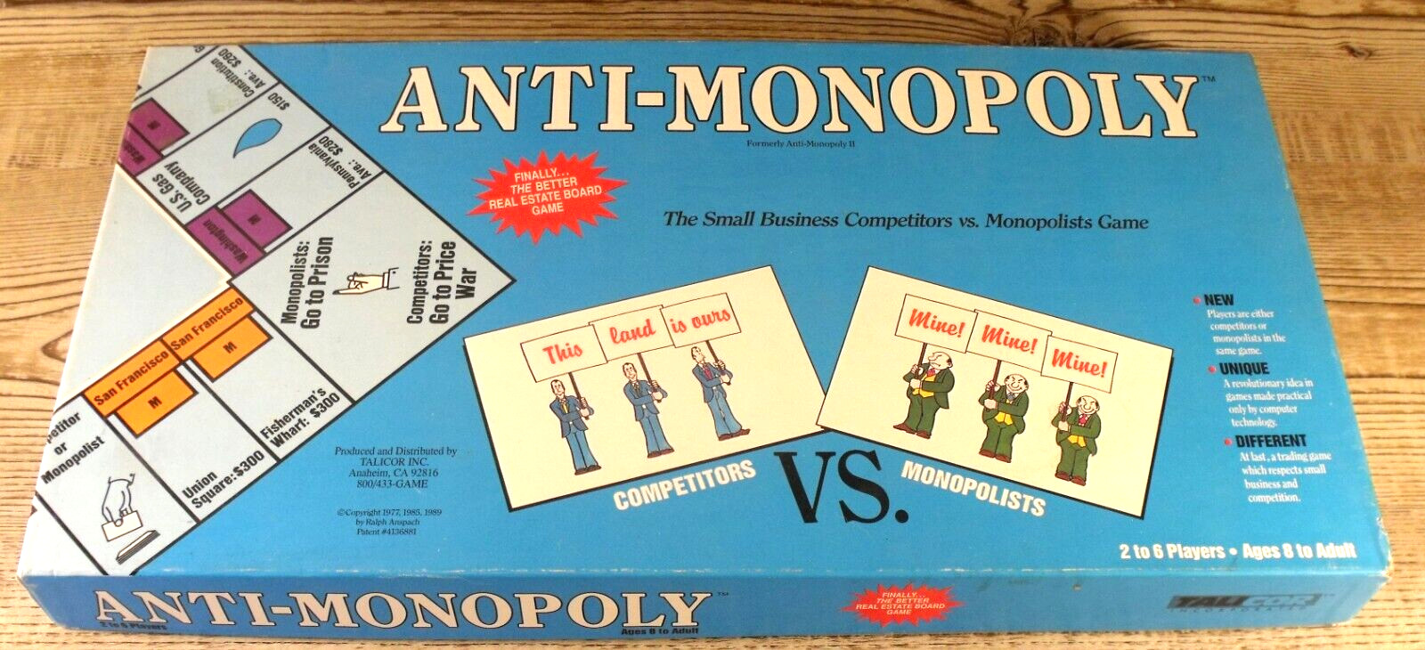 1989 Anti-Monopoly Game by Talicor Complete Excellent Condition FREE SHIPPING!