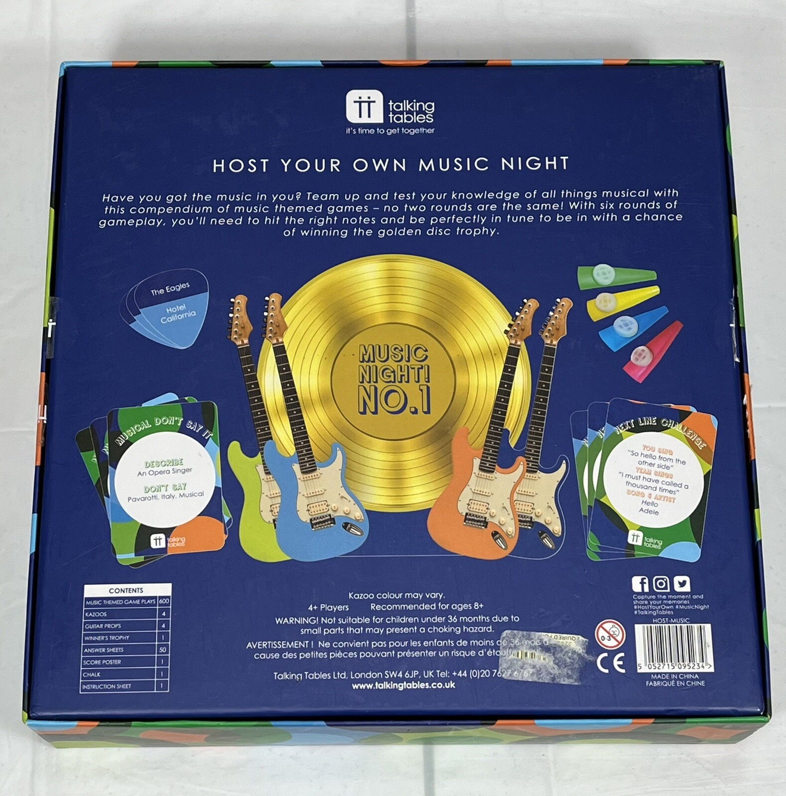 Complete! Talking Tables Host Your Own Music Night Board Game, Trivia Kazoo Game