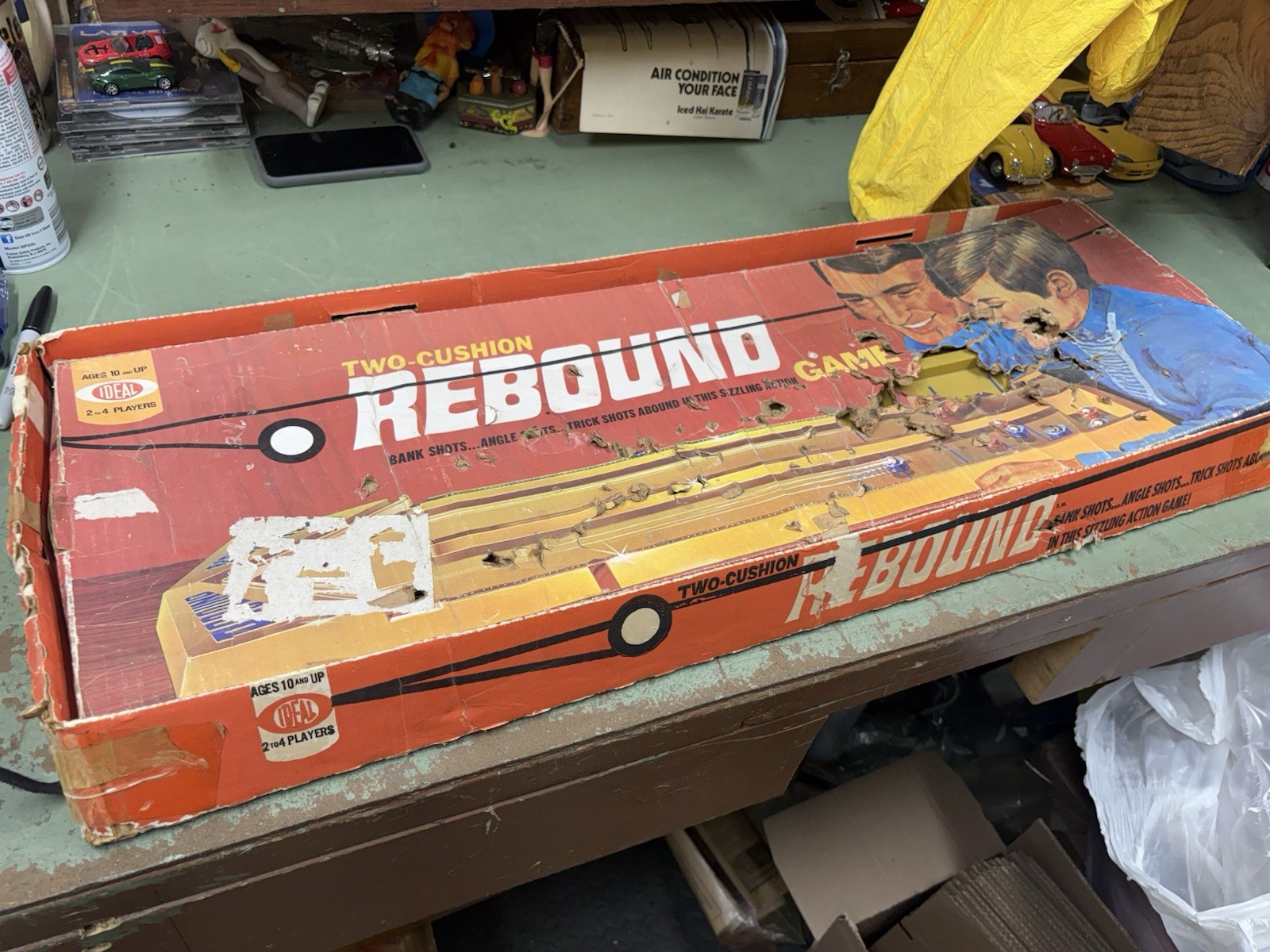Vintage 1971 IDEAL TWO-CUSHION REBOUND Game in Original Box Retro