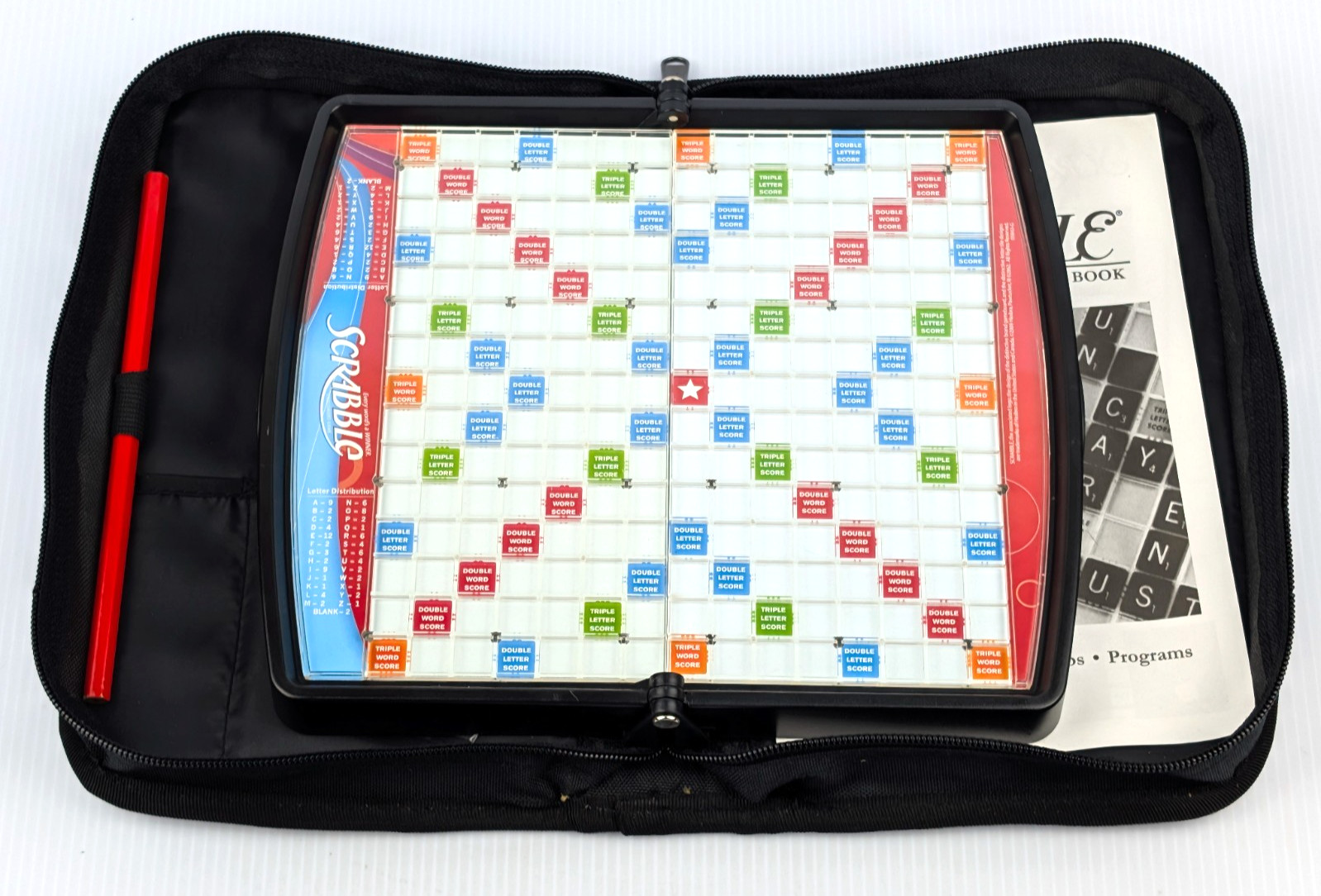 Scrabble Crossword Game Folio Edition Travel To Go Zipper Case COMPLETE Unused
