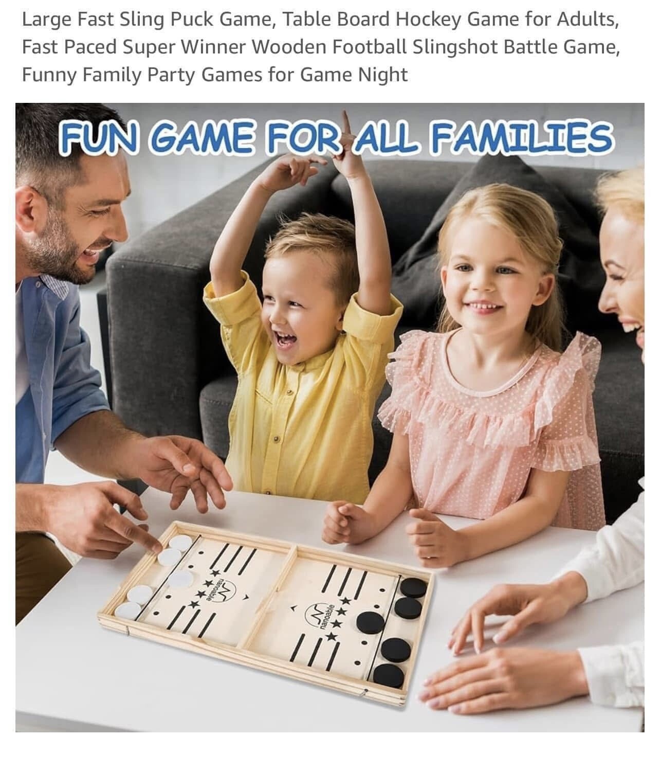 Large Fast Sling Puck Game, Table Board Hockey Game for Adults, Fast Paced Su…